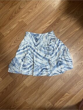 Surf Gypsy Light Blue & White Tie-Dye Mini Skirt